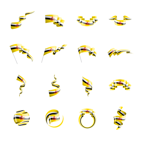 Brunei national flag, vector illustration on a white backgroundのイラスト素材