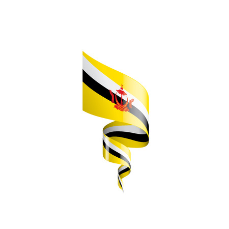 Brunei national flag, vector illustration on a white backgroundのイラスト素材