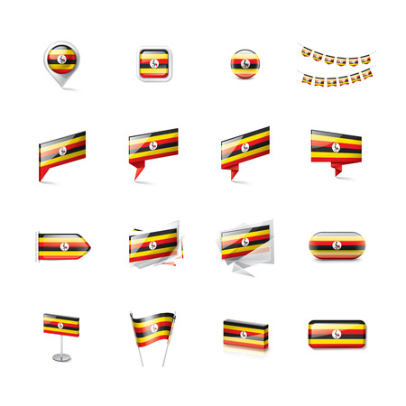 Uganda national flag, vector illustration on a white backgroundのイラスト素材