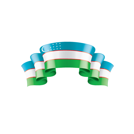 Uzbekistan national flag, vector illustration on a white backgroundのイラスト素材