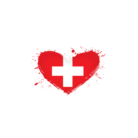 Switzerland national flag, vector illustration on a white backgroundのイラスト素材