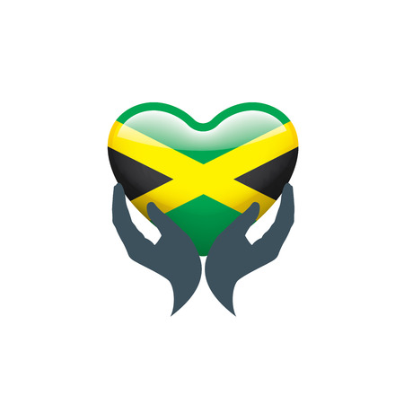 Jamaica national flag, vector illustration on a white backgroundのイラスト素材