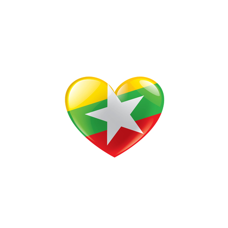 Myanmar national flag, vector illustration on a white backgroundのイラスト素材