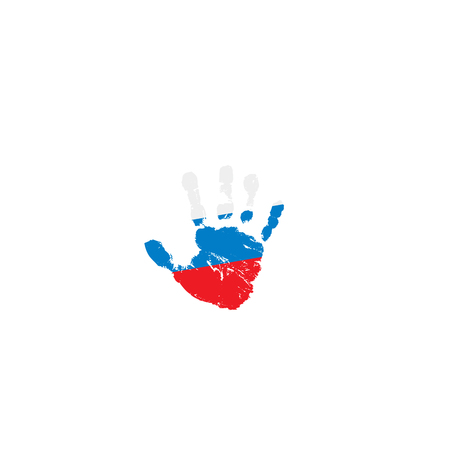 Russia flag and hand on white background. Vector illustration.のイラスト素材