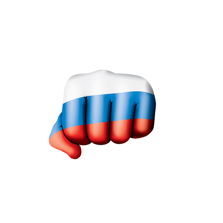 Russia flag and hand on white background. Vector illustration.のイラスト素材