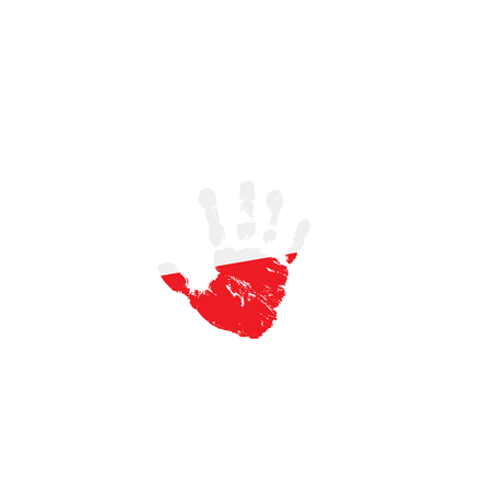 Poland flag and hand on white background. Vector illustration.のイラスト素材