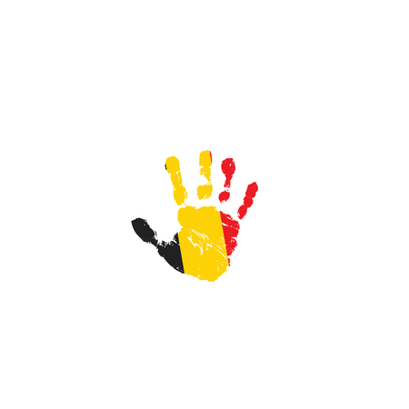 Belgium flag and hand on white background. Vector illustration.のイラスト素材