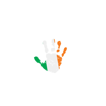 Ireland flag and hand on white background. Vector illustration.のイラスト素材