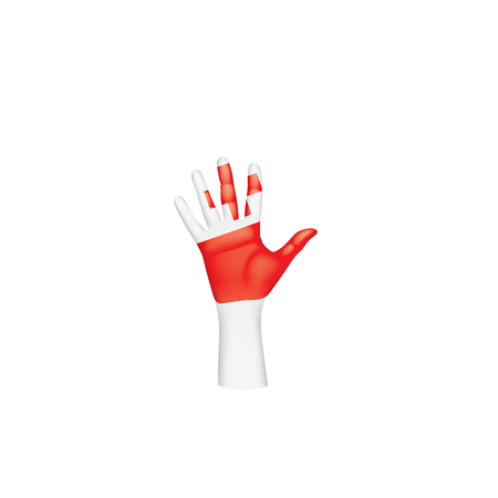 Tonga flag and hand on white background. Vector illustration.のイラスト素材