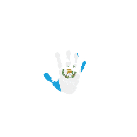 Guatemala flag and hand on white background. Vector illustration.のイラスト素材