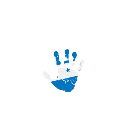 Honduras flag and hand on white background. Vector illustration.のイラスト素材