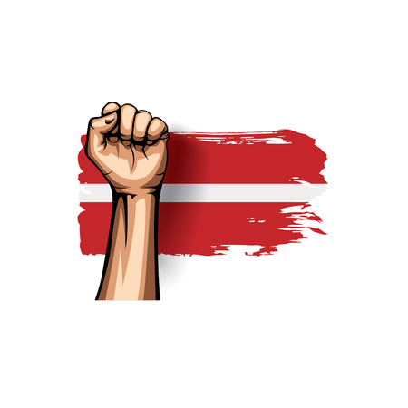 Denmark flag and hand on white background. Vector illustration.のイラスト素材