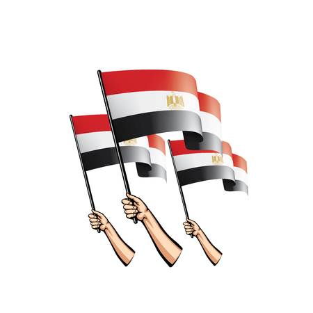Egypt flag and hand on white background. Vector illustration.のイラスト素材