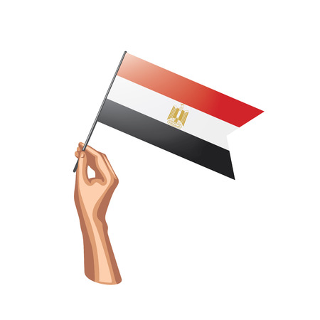 Egypt flag and hand on white background. Vector illustration.のイラスト素材