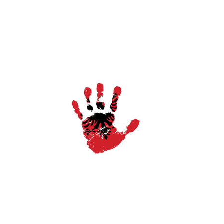 Albania flag and hand on white background. Vector illustrationのイラスト素材