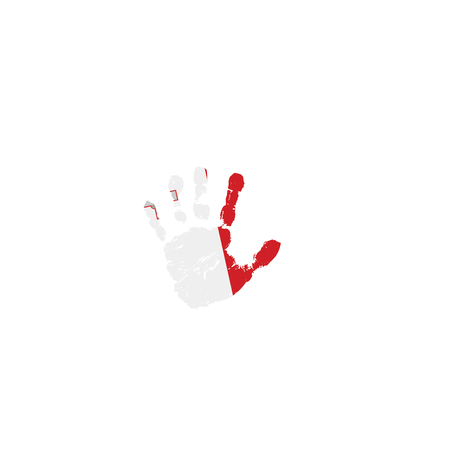 Malta flag and hand on white background. Vector illustration.のイラスト素材