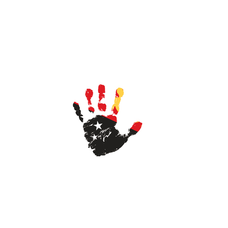 Papua New Guinea flag and hand on white background. Vector illustration.のイラスト素材