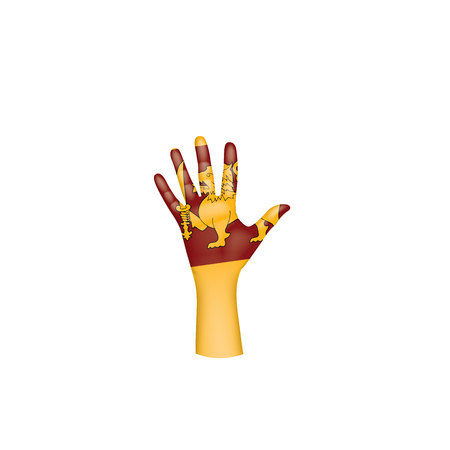 Sri Lanka flag and hand on white background. Vector illustration.のイラスト素材