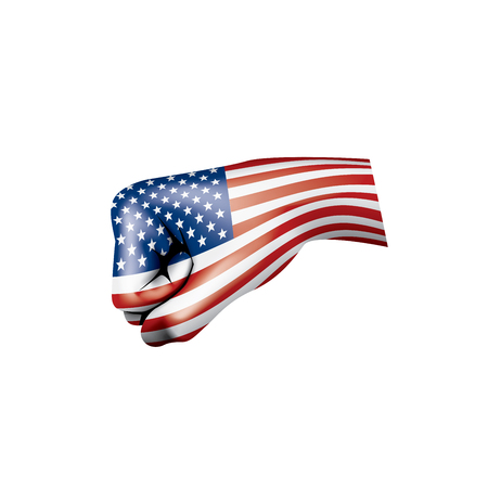 USA flag and hand on white background. Vector illustration.のイラスト素材