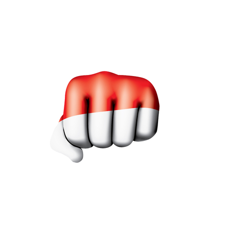 Indonesia flag and hand on white background. Vector illustrationのイラスト素材