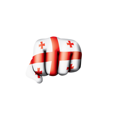 Georgia flag and hand on white background. Vector illustration.のイラスト素材