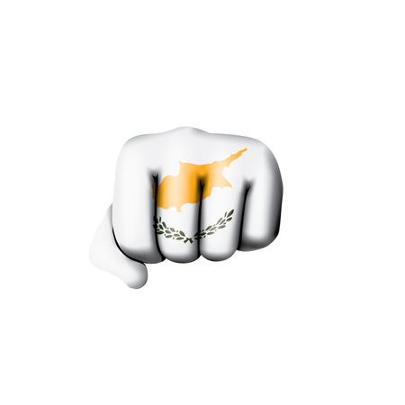 Cyprus flag and hand on white background. Vector illustration.のイラスト素材