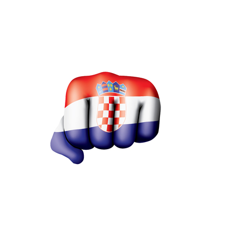 Croatia flag and hand on white background. Vector illustrationのイラスト素材