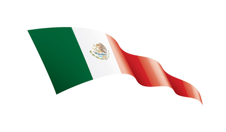 Mexican national flag, vector illustration on a white backgroundのイラスト素材