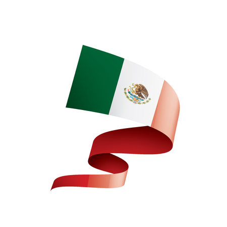 Mexican national flag, vector illustration on a white backgroundのイラスト素材