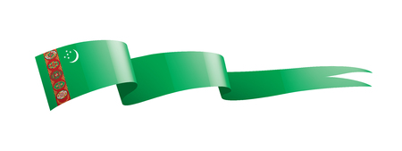 Turkmenistan national flag, vector illustration on a white backgroundのイラスト素材