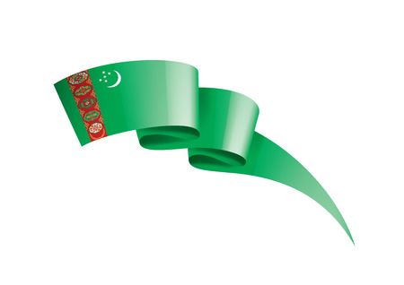 Turkmenistan national flag, vector illustration on a white backgroundのイラスト素材