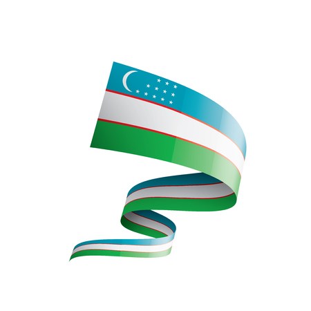 Uzbekistan national flag, vector illustration on a white backgroundのイラスト素材