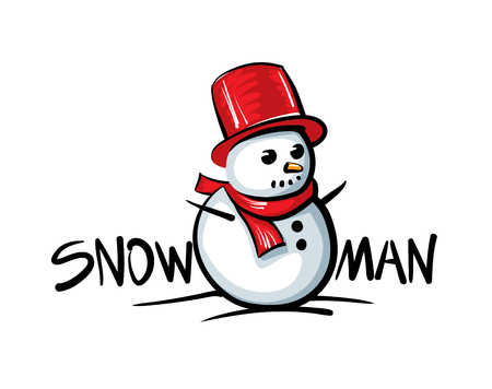 Snowman Vector illustration on white backgroundのイラスト素材