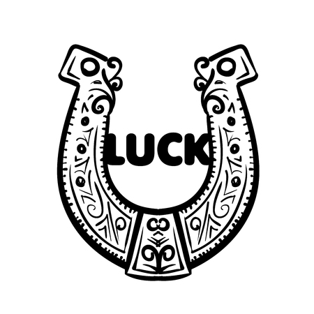 Painted horseshoe mascot. Vector illustration on white backgroundのイラスト素材