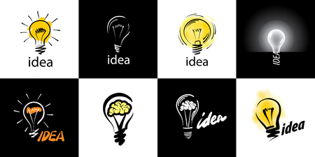 Icon of light bulb with concept ideas. Vector illustrationのイラスト素材