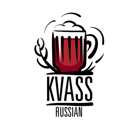 Vector illustration of a mug with Russian kvass. Isolated on white background.のイラスト素材