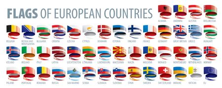 Set of flags of Europe. Vector illustrationのイラスト素材