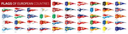 Set of flags of Europe. Vector illustrationのイラスト素材