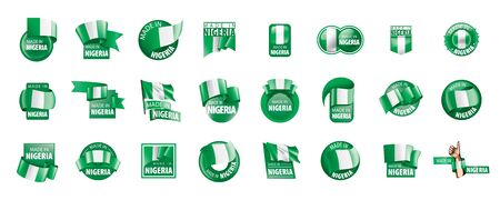 Nigeria flag, vector illustration on a white background.のイラスト素材