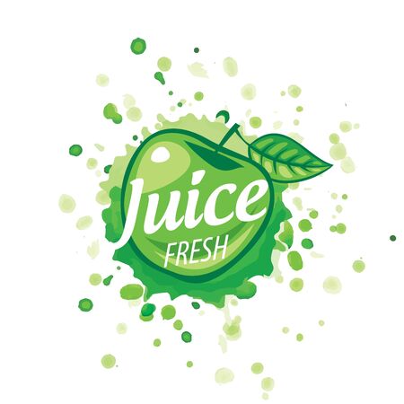 Vector splashes of green Apple juice on white backgroundのイラスト素材
