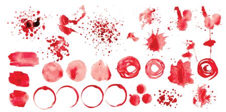 Vector set of red splashes on white backgroundのイラスト素材