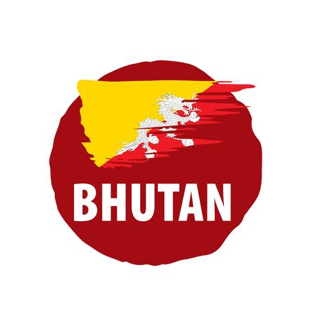 Bhutan national flag, vector illustration on a white backgroundのイラスト素材