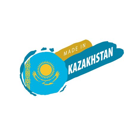 Kazakhstan national flag, vector illustration on a white backgroundのイラスト素材