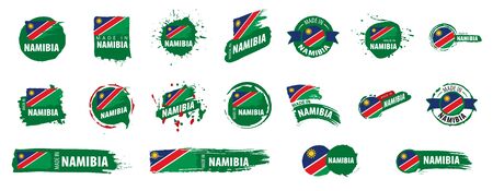 Namibia flag, vector illustration on a white backgroundのイラスト素材