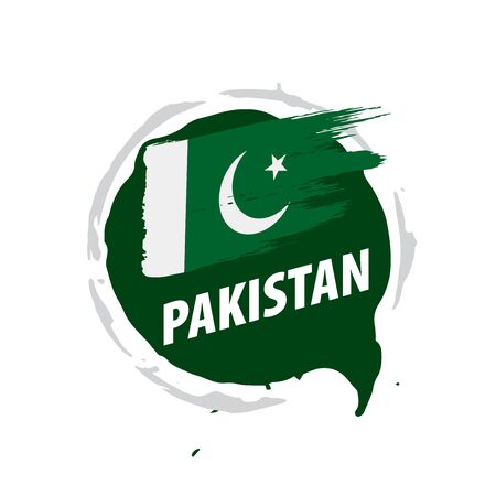 Pakistan flag, vector illustration on a white backgroundのイラスト素材