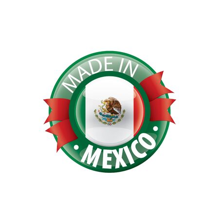 Mexican flag, vector illustration on a white backgroundのイラスト素材