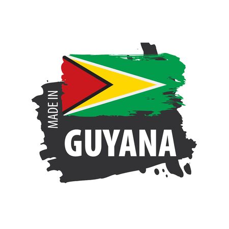 Guyana national flag, vector illustration on a white backgroundのイラスト素材