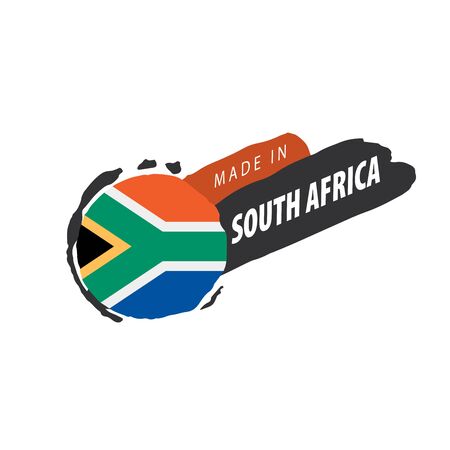 south africa flag, vector illustration on a white backgroundのイラスト素材