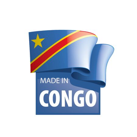 Democratic Republic of the Congo flag, vector illustration on a white backgroundのイラスト素材
