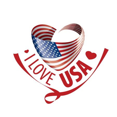 The national flag of the USA and the inscription I love the USA. Vector illustration.のイラスト素材